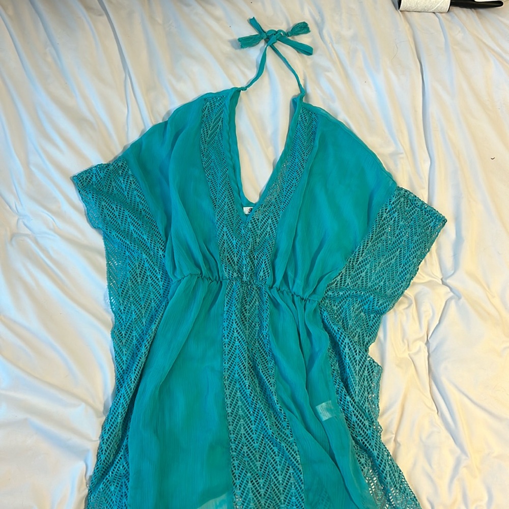 Woman’s cover up, brand: Miken swim, color: turquoise, size: s